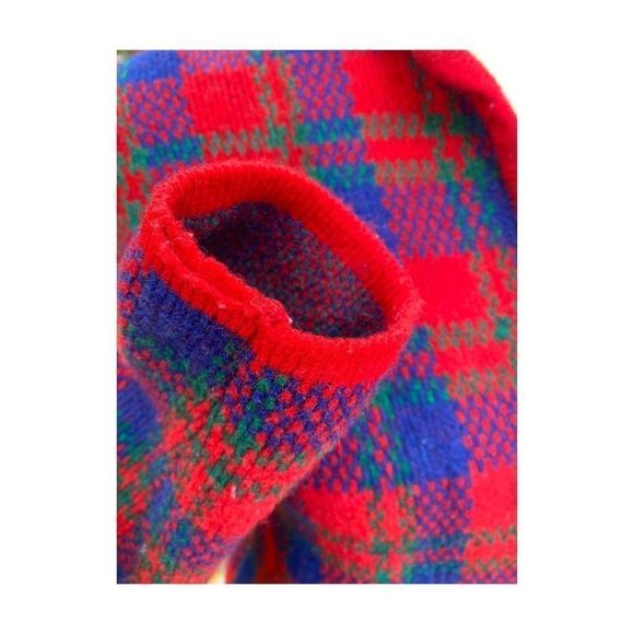 50s 60s Hudson’s Bay Plaid Wool Sweater Metal Crest Buttons Jacket Rare Sz 37 - Picture 8 of 16